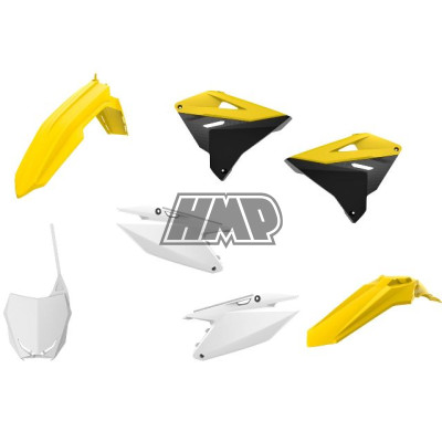 Kit plásticos SUZUKI RM 125 2001-2008 / RM 250 2001-2008 / RESTYLING 2020 / amarelo OMG - POLISPORT